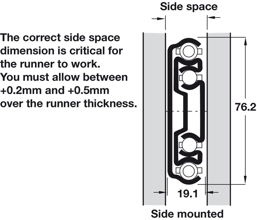 9301E BB Drawer Runner Full HD BZP 272kg 559mm
