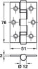 2BB Hinge 76x51mm EB Grade 7 20Pk