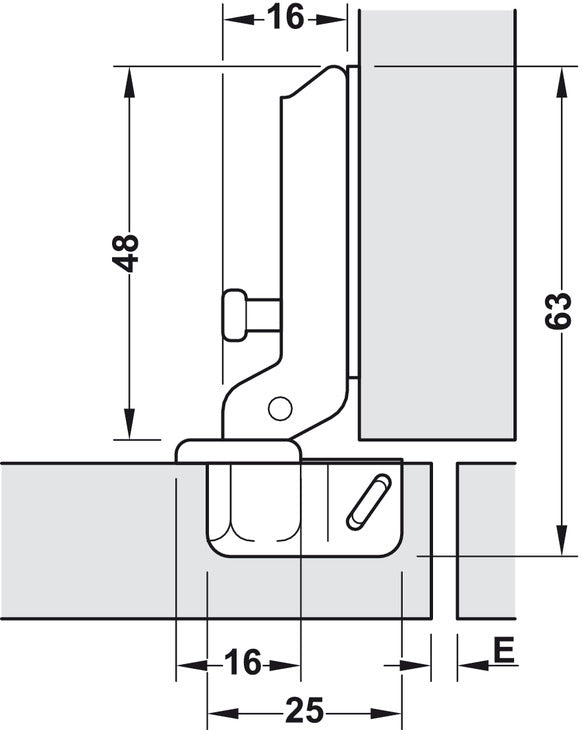 92D Hinge D26mm Sprung Keyhole 9mm SF