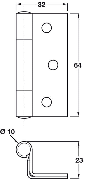 2x 1951 Storm Proof Hinge 64x60mm Zinc P