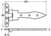 2x Antique Spear Hinge 158x90mm Blk