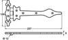 2x Antique Spear Hinge 237x109mm Blk
