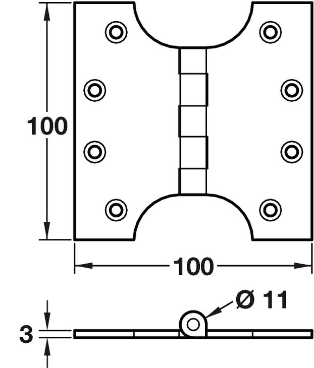 2x Parliament Hinge 100x100mm Brass BP
