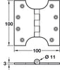 2x Parliament Hinge 100x100mm Brass BP