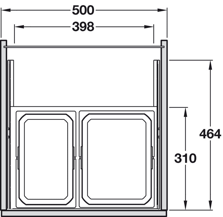 VS Envi SpaceS U/S Bin 500mm 2x7.5+12L