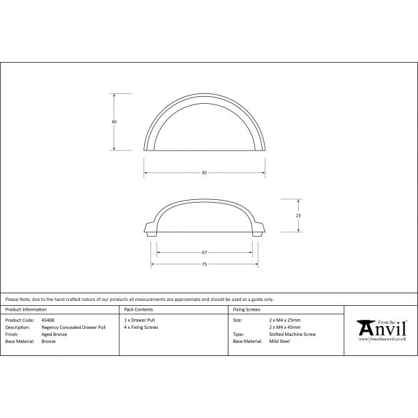 Aged Bronze Regency Concealed Drawer Pull