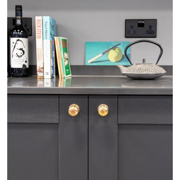 Aged Brass Hammered Mushroom Cabinet Knob 32mm