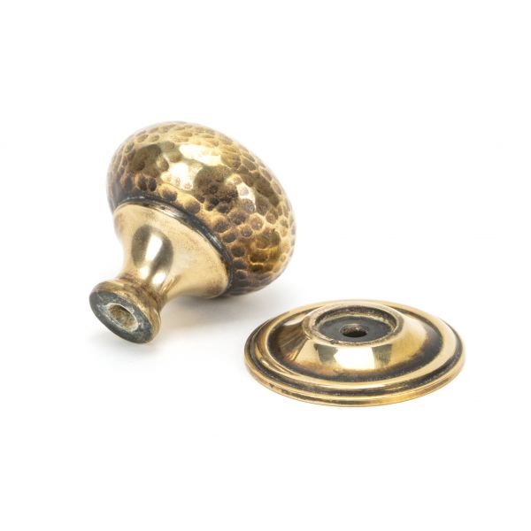 Aged Brass Hammered Mushroom Cabinet Knob 38mm