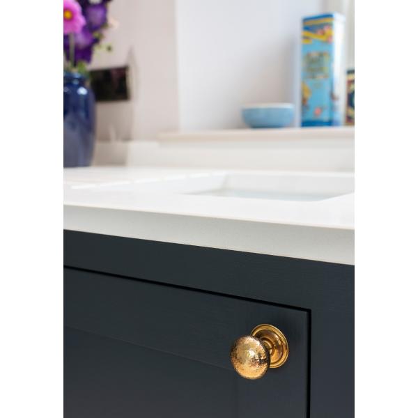 Aged Brass Hammered Mushroom Cabinet Knob 38mm