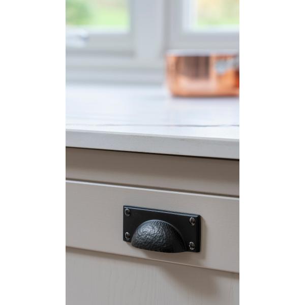 Aged Bronze Hammered Art Deco Drawer Pull