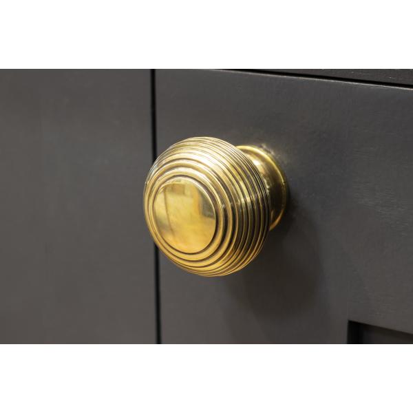 Aged Brass Beehive Cabinet Knob 40mm