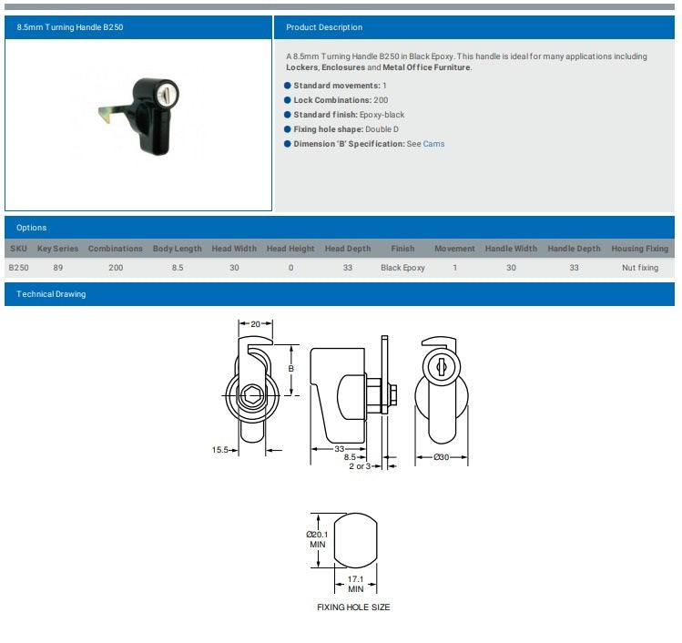 8.5MM TURNING HANDLE B250