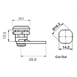 066 MINIATURE QUARTER TURN SPANNER LOCK 13.5MM