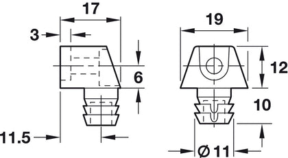 Arret Cabinet Connector D10mm Dowel Wht