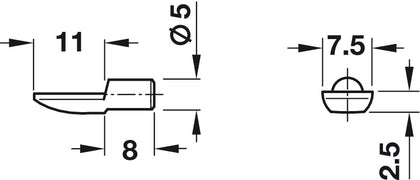 Shelf Support D5mm Spoon Plug St BP