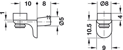 Gls Shelf Support D5mm Plug ZA NP