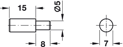 Shelf Support D5x15mm w Stop Plug St BP