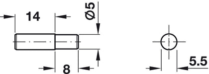 Shelf Support D5x14mm w Stop Plug St NP