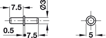 Shelf Support D3mm Plug St Brt Galv