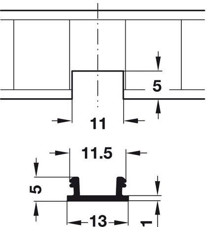 Shelf Support Strip Knock 3.5m Alu Slv