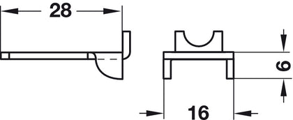 Shelf Support w Hole 16x28mm St Galv