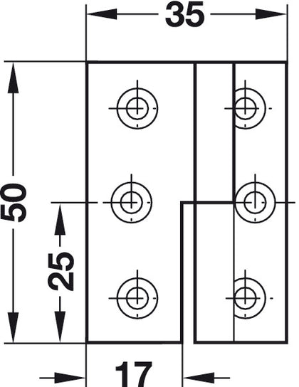 Cranked Hinge 50x35mm RH Brass MNP