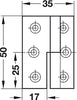Cranked Hinge 50x35mm LH Brass MNP