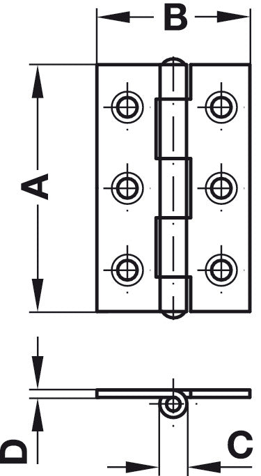 Butt Hinge Narrow 60x34mm Steel Galv