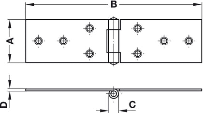 Table Hinge 80x28mm Steel Glv