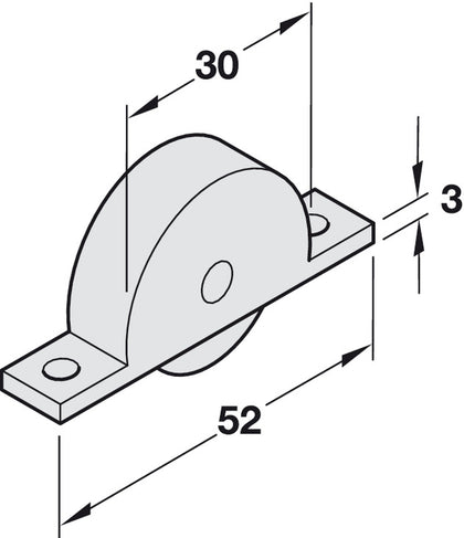 Lt Duty Btm Roller Mortice Pl Brw