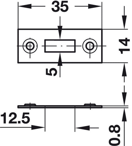 Striking Plate RM 14x35x0.8mm St PNP