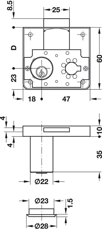 Ext Rim Lock 22mm MNP DR H1