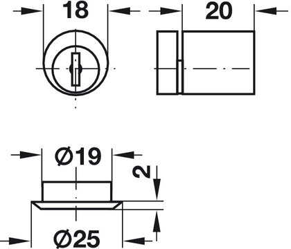 Mortice Lock Cylinder D18mm MNP H1