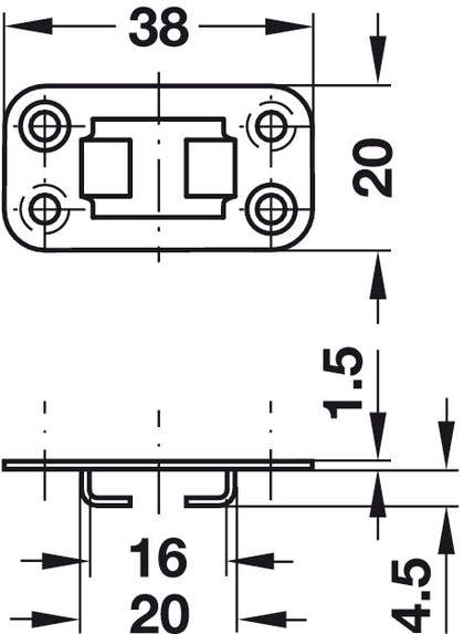 Open Bar Guide 38x20mm St Galv