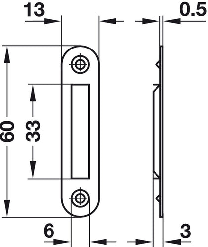 Striking Plate 60x13x0.5mm Steel NP