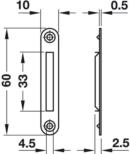 Striking Plate 60x10x0.5mm Steel NP