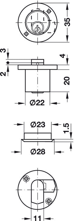 Inlaid Flap Lock D22mm MNP H1