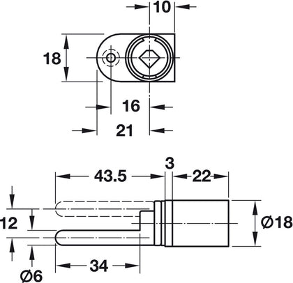 Symo3000 Central Rotary Lock 22/12mm NP