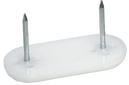 Pin Type Glide 44x16mm w 2 Nails Pl Wht