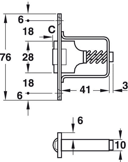 Mortice Adj Roller Catch 51mm PB