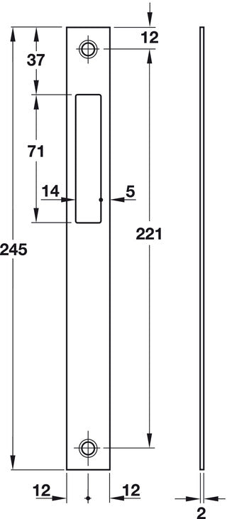 Strike Plate 245x24x3mm SSS