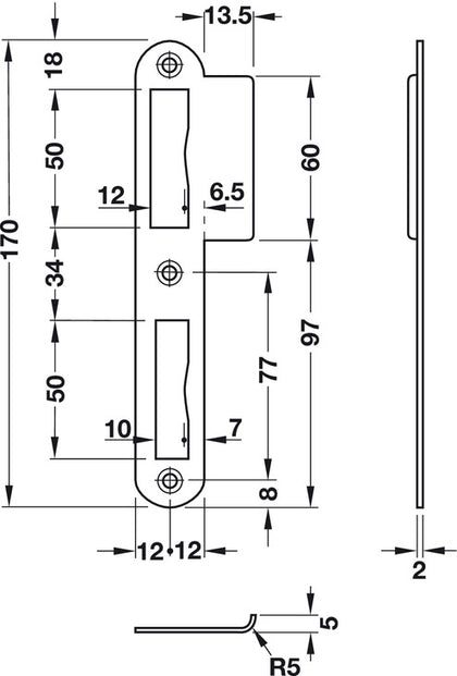 Multi Lock Device Strike Plate DIN LH