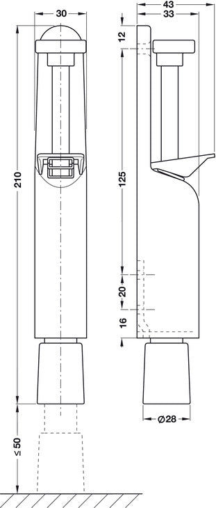 Foot Op Dr Hold 50mm Throw 211mm SSS