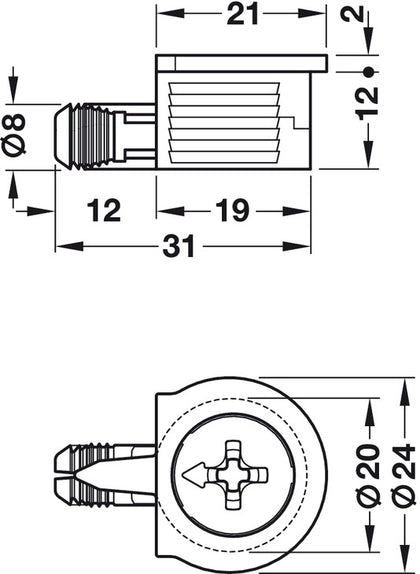 OneFix 1prt Connector D8/15mm Pl Beige