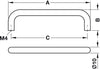 D Handle Steel Pol Chr D10mm 128mm cc