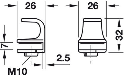 Glass Door Pull 4-5mm ZA/Pl NP