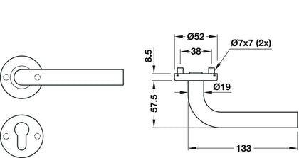 Startec Boda Lvr Hdls/Rose 52mm 304 SSS