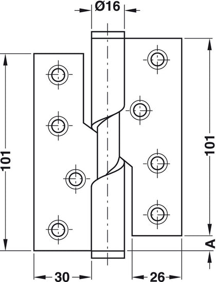 Butt Hinge Rising 102x76mm ACW 304 SSS