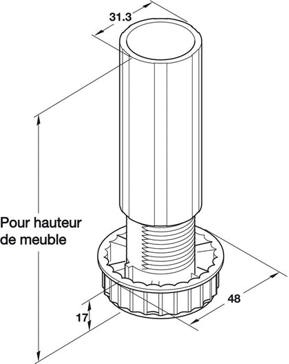 Plinth Foot/Shaft Section 120mm Pl Black