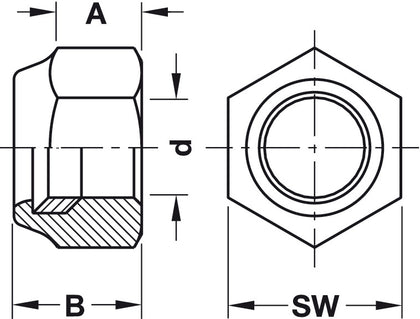 Hexagon Locking Nut M6 St Galv/Nyl Ins